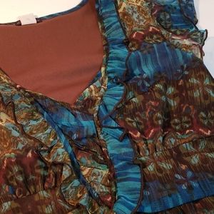 Womens blouse, turquoise brown